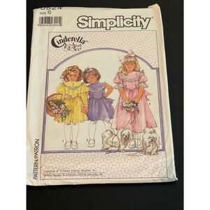 00604 - Simplicity Cinderella Dress Pattern 8524 Sz 6 Kids Girls Costume Fantasy